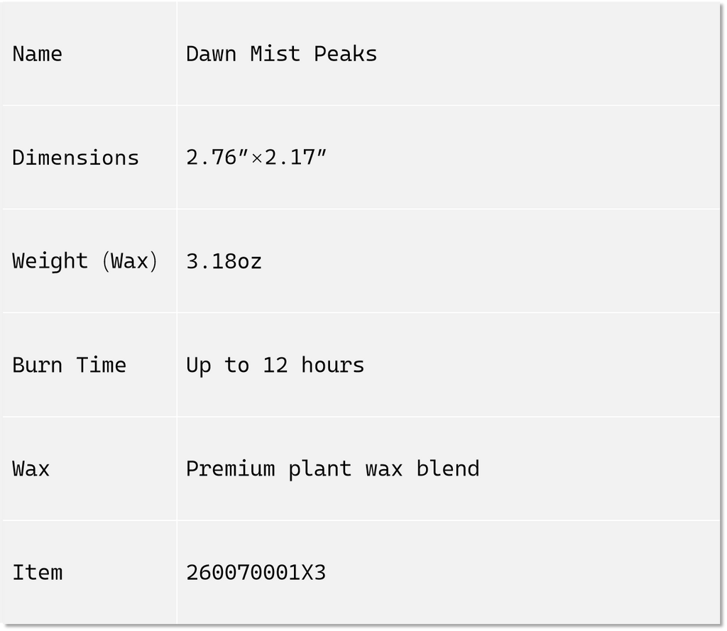 Dawn Mist Peaks Scented Candle