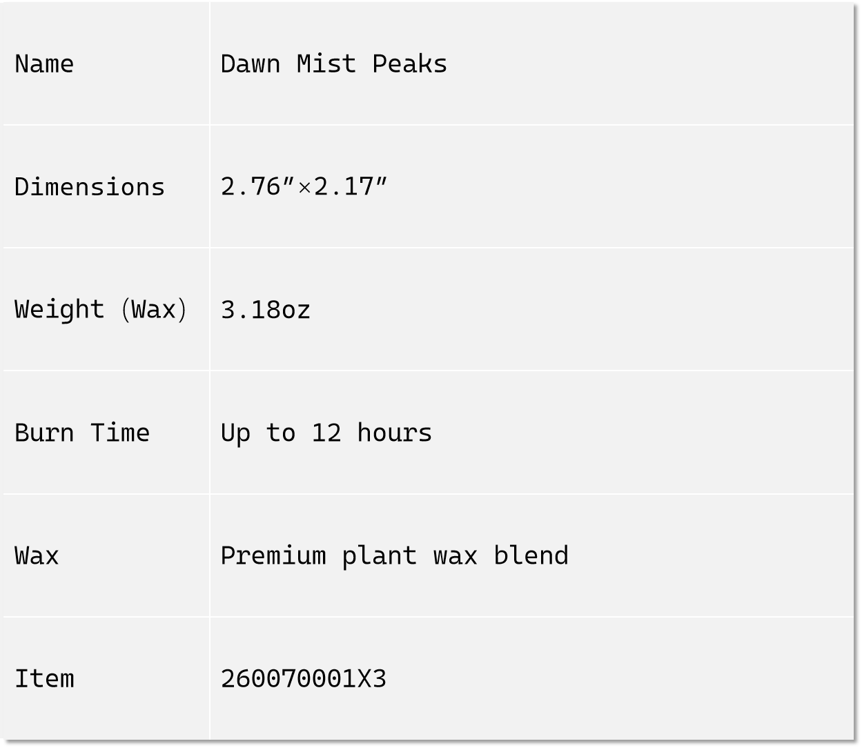 Dawn Mist Peaks Scented Candle