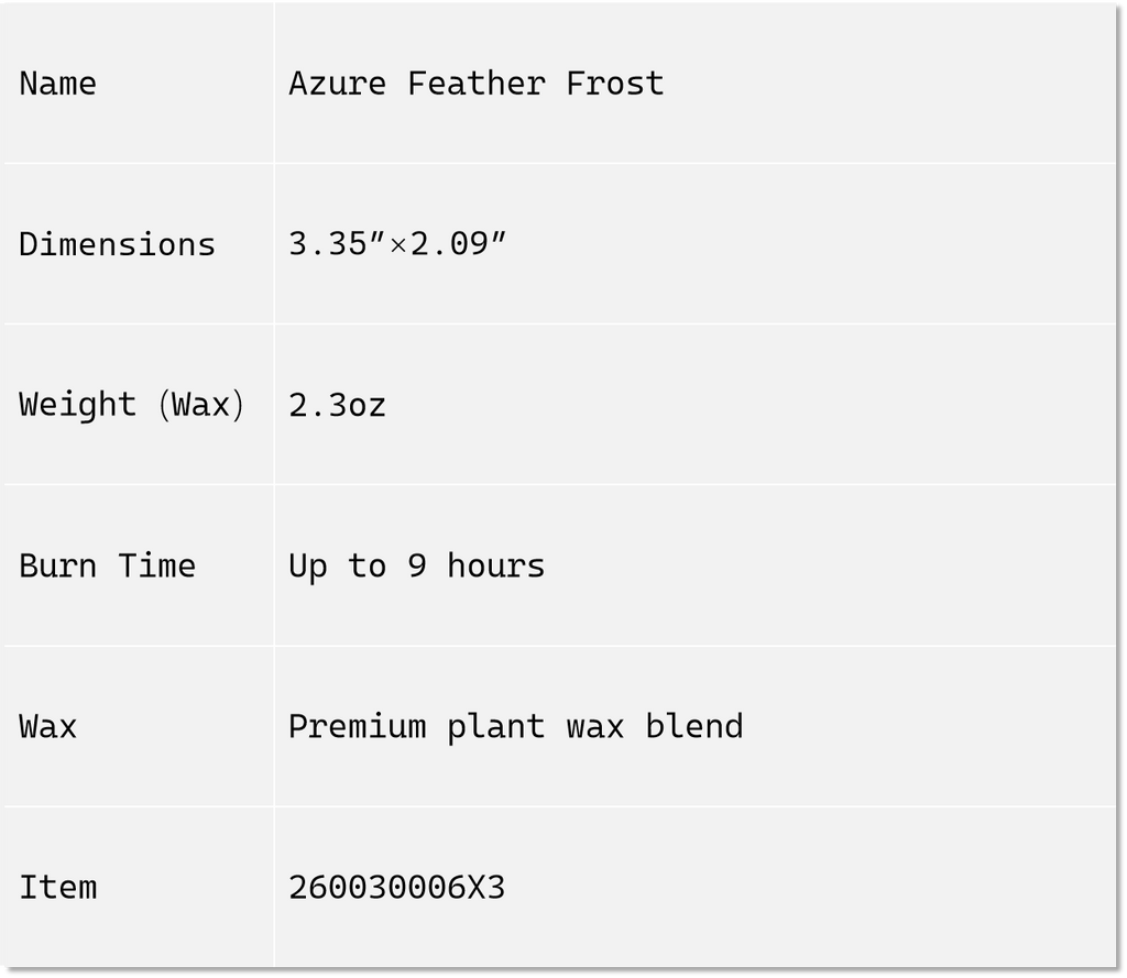 Azure Feather Frost Scented Candle